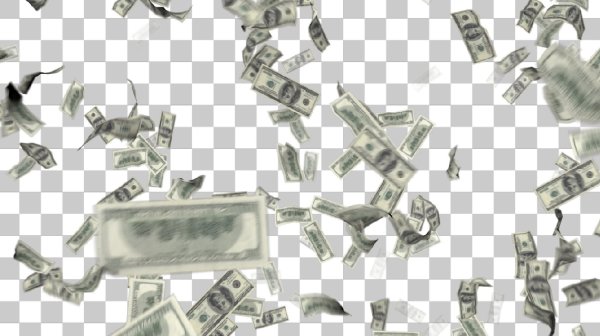 Падающие деньги на прозрачном фоне