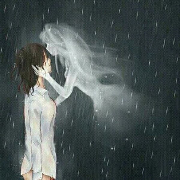 Арт девушка и парень призрак