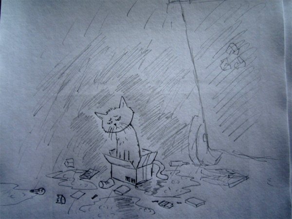 Рисунки грустных котиков