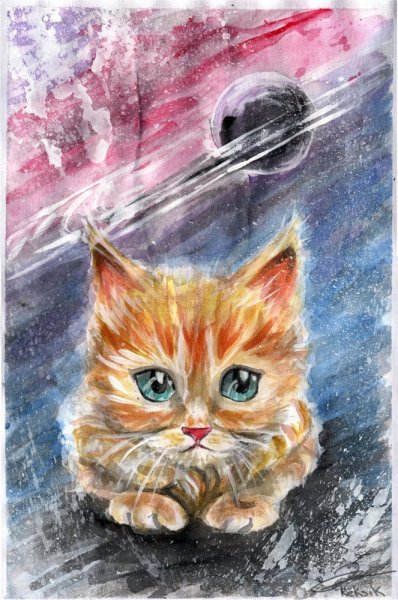 Котенок гуашью