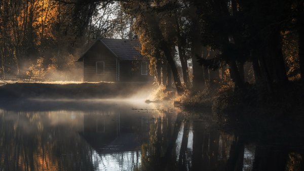 Берег озера ночью