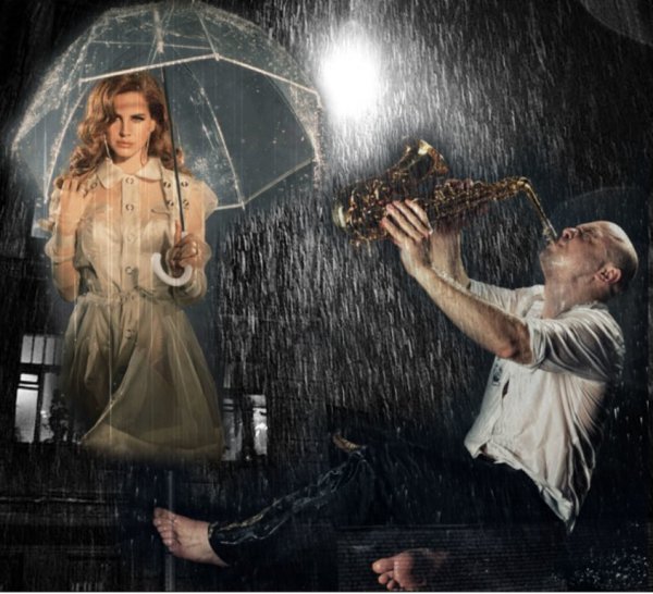 Саксофонист под дождем