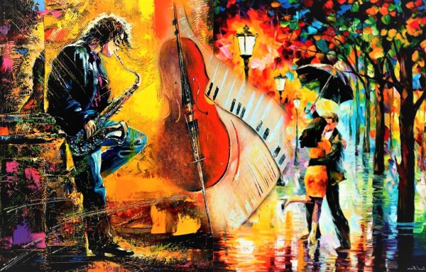 Картины Афремова саксофонистка