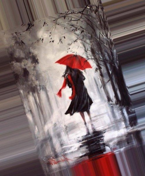 Женщина с красным зонтом