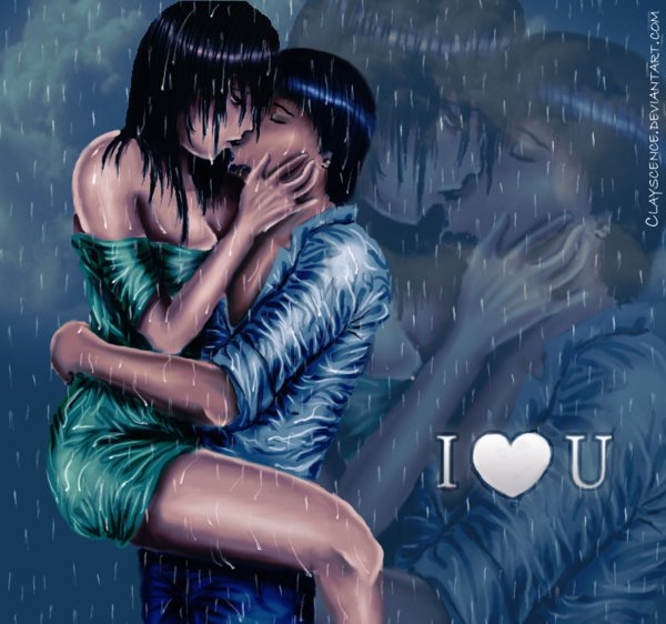 Аниме поцелуй под дождем