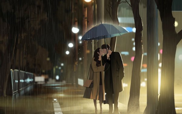 Влюбленные под зонтом