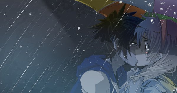 Аниме поцелуй под дождем