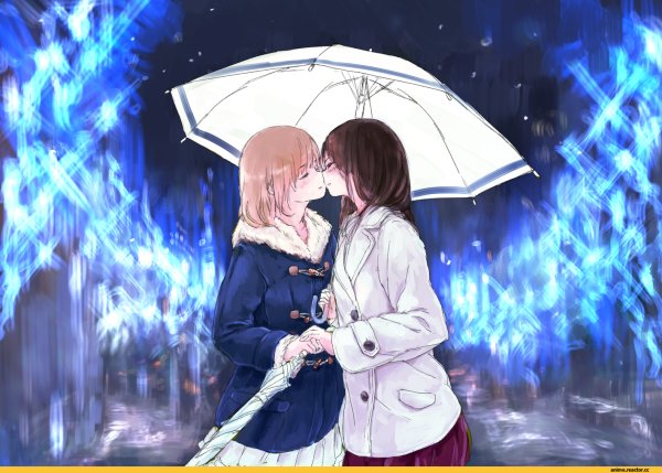 Аниме девушки целуют девушек