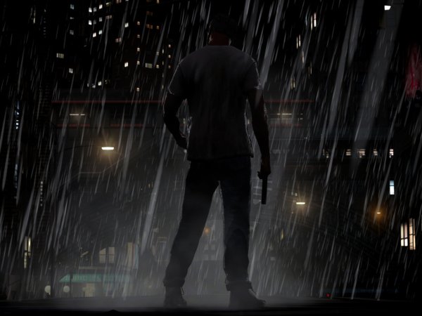 Парень под дождём в капюшоне