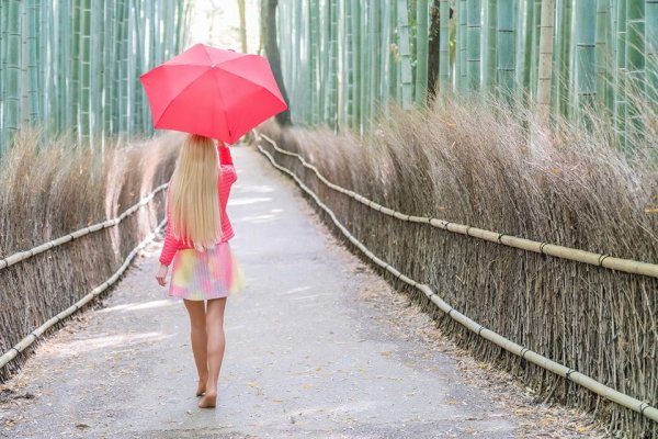 Блондинка с зонтиком