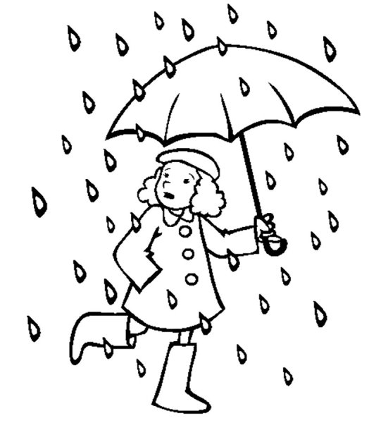 Дети под дождем раскраска