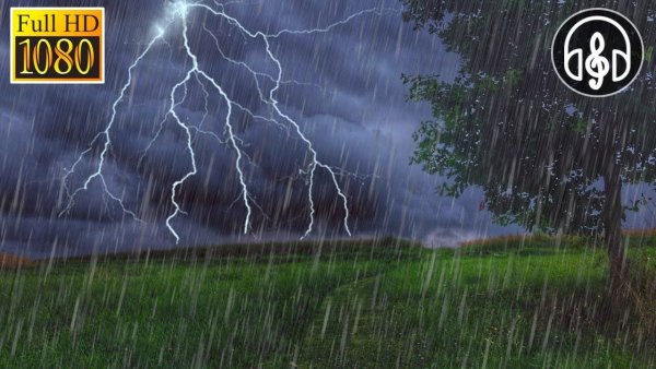 Лес с дождем и грозой