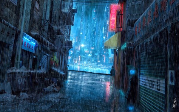 Киберпанк город Alley