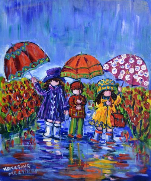 Осенний зонт рисование