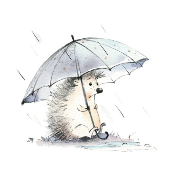 Ежик под зонтиком