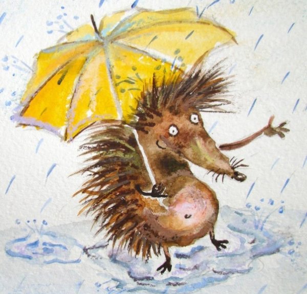 Ежик под дождем