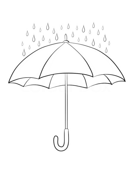 Раскраска зонт и дождь
