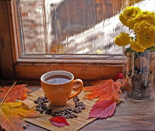 Утро кофе осень дождь