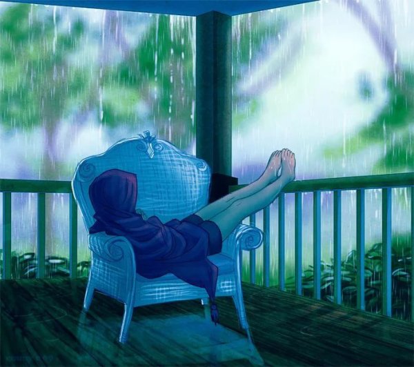 Дождь на веранде