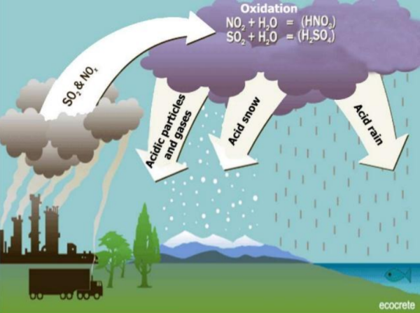 Кислотные дожди схема на английском