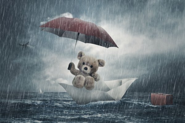 Медвежонок под дождем