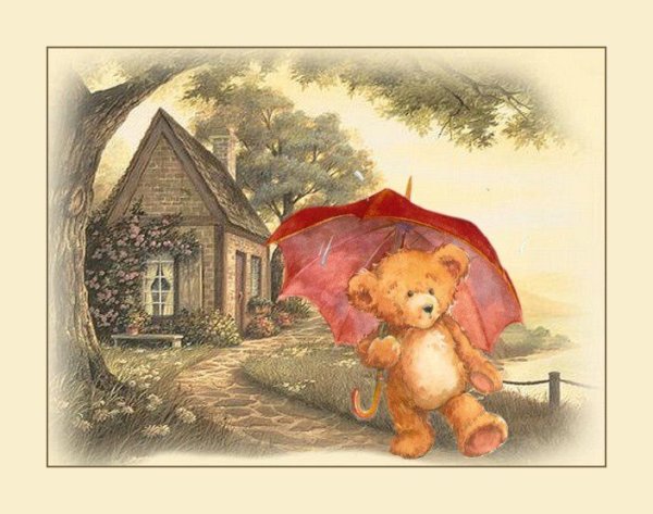 Мишка и Зайка под дождем