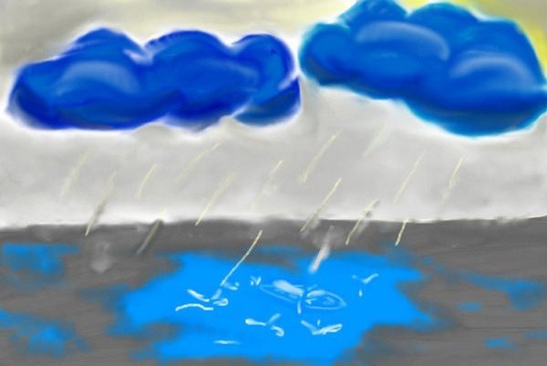 Рисование идет дождь