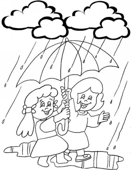 Дождь раскраска для детей