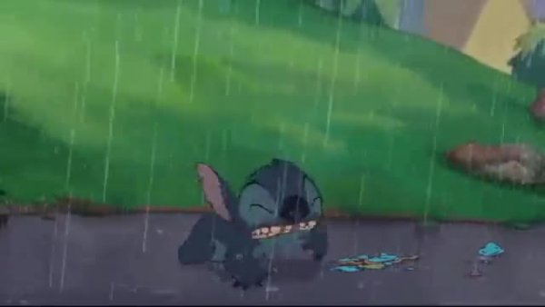 Лило и Стич под дождем