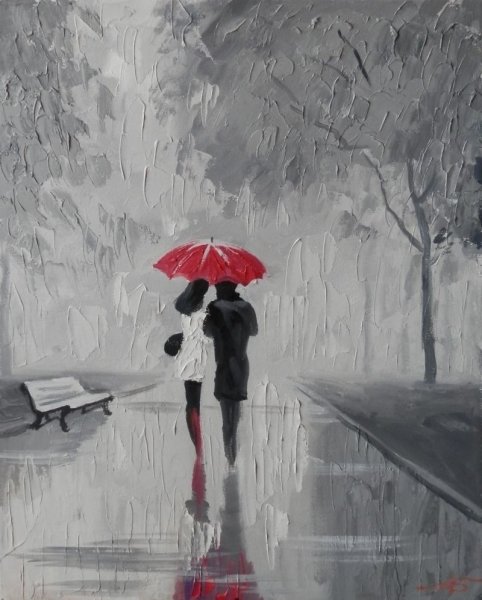 Александр Болотов художник влюбленные под зонтом