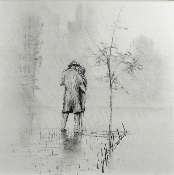 Пейзаж с человеком карандашом лёгкий