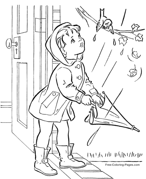 Раскраска летний дождь для детей