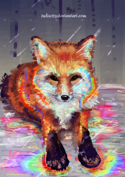 Лисенок под дождем