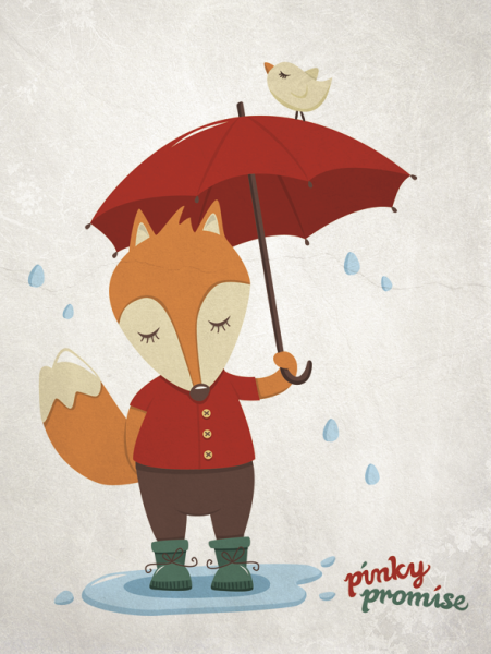 Лисичка с зонтиком