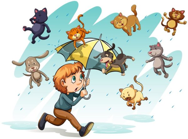 Rain Cats and Dogs идиома
