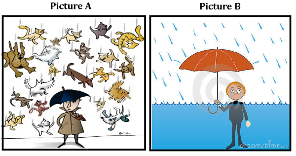 Иллюстрация к идиоме to Rain Cats and Dogs