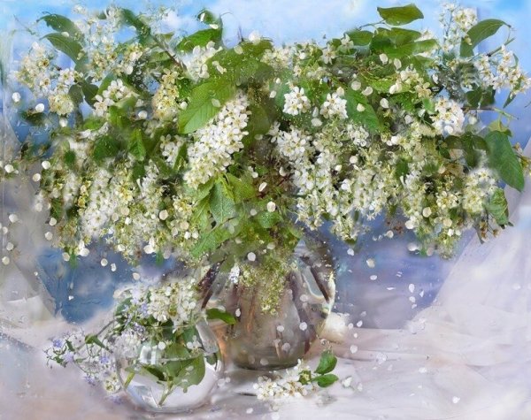Букет черемухи живопись