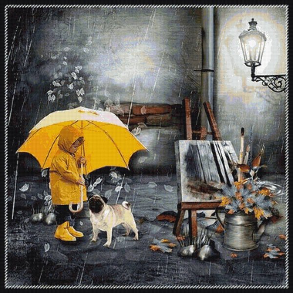 Осень зонтик собака