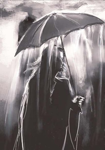 Девушка в плаще под дождем