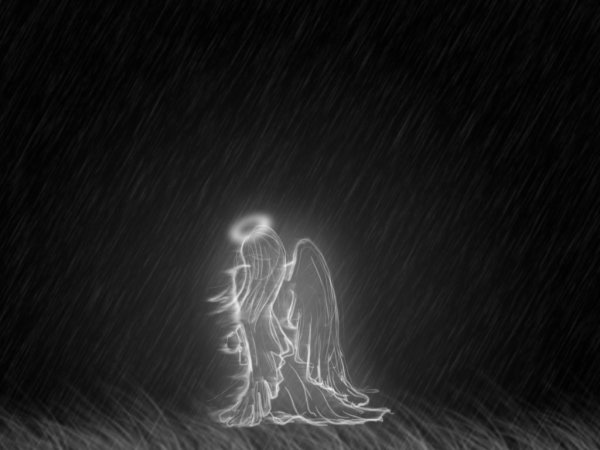 Ангел на черном фоне