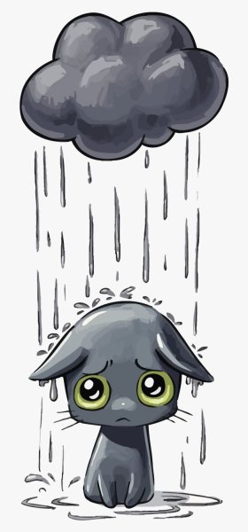 Котик под дождем