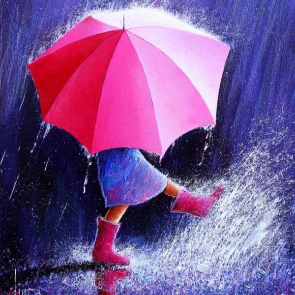 Зонт под дождем