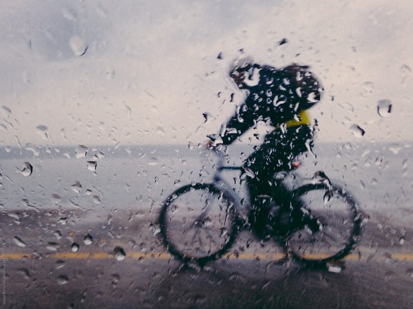 Велосипедисты в дождь рисунок