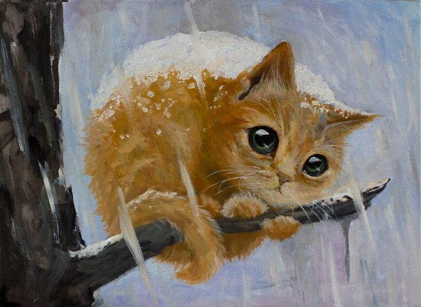 Живопись бездомная кошка