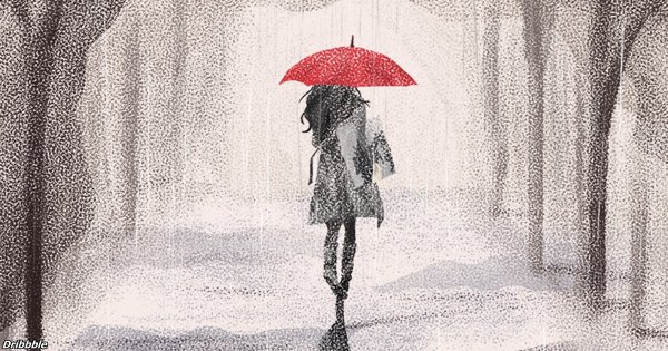 Человечек под дождем