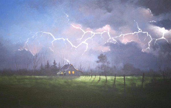 Молния акварелью