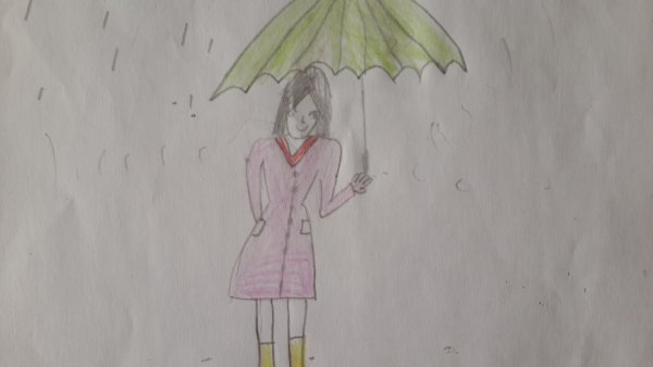 Человек под дождем рисунок