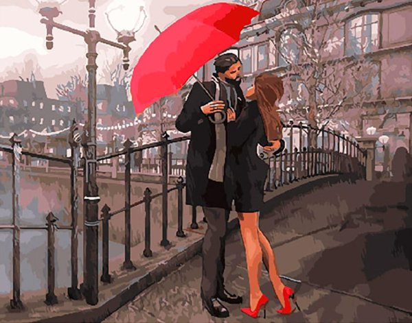 Мужчина и женщина под зонтом