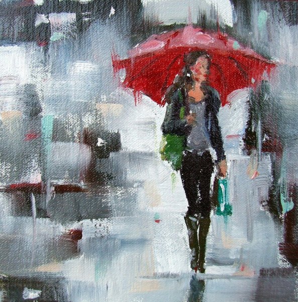 Девушка с красным зонтом