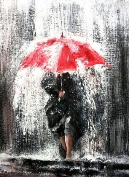 Картина девушка под дождем